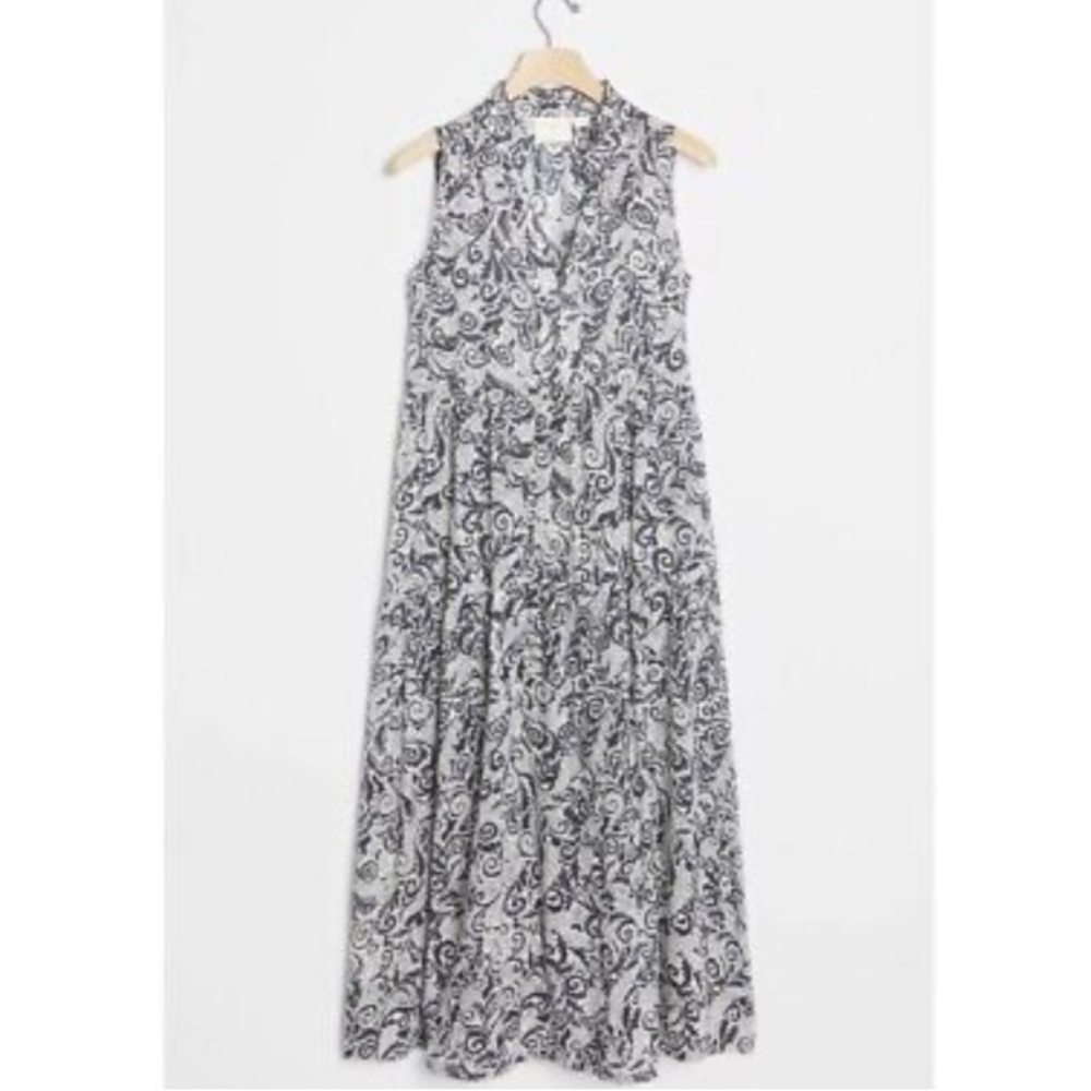 Anthropologie MAEVE Marya Tiered Maxi Dress Black Botanical - Size S